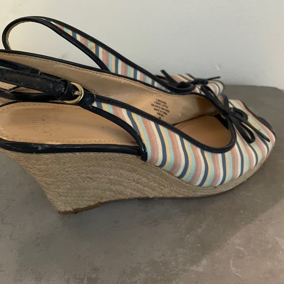 Joan & David Striped Canvas Jute Wedges - Picture 6 of 6